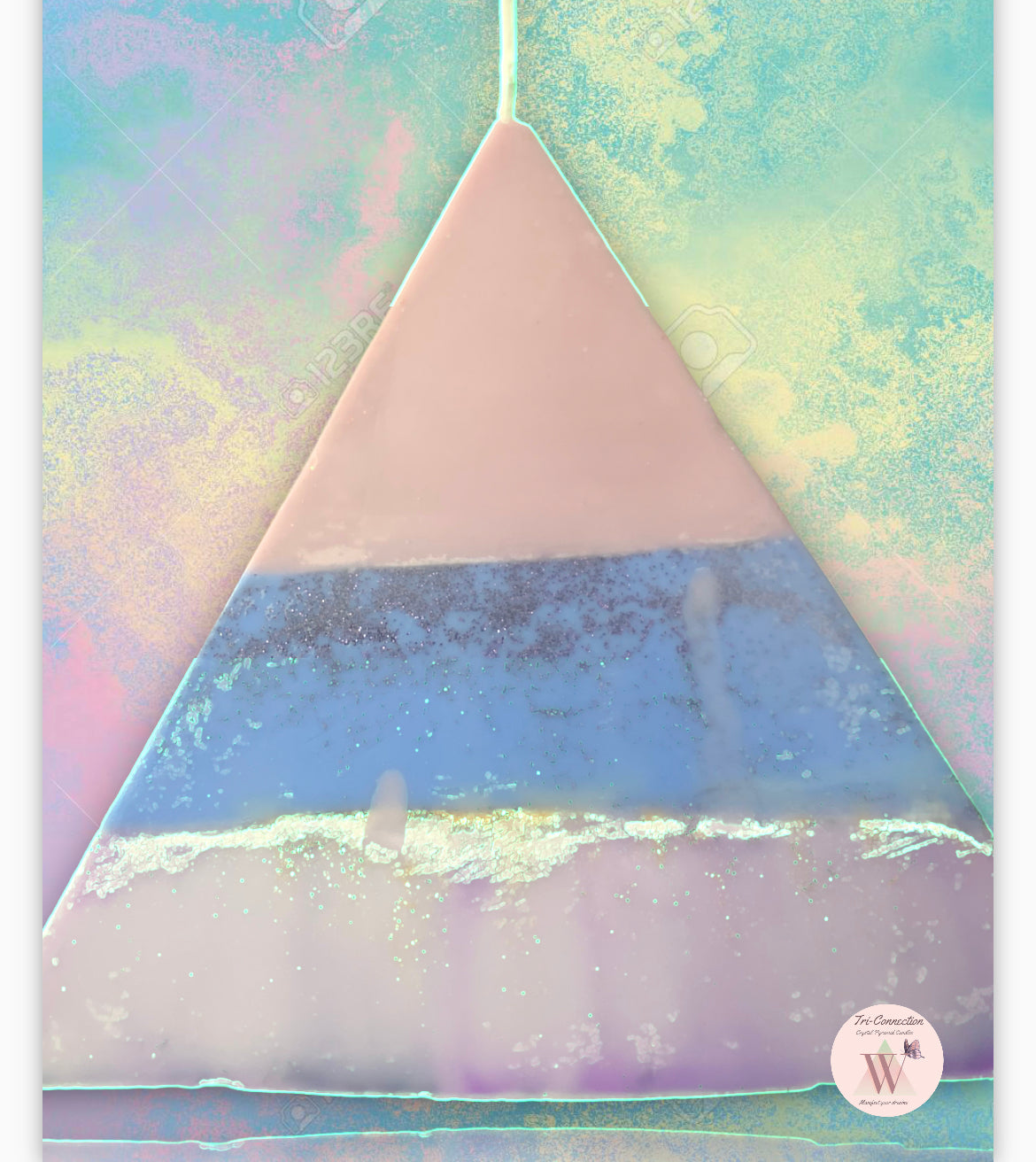 Tri-Connection Pyramid Crystal Candle ABUNDANCE