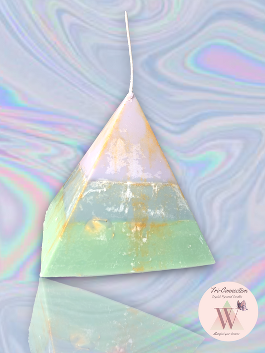 Tri-Connection Pyramid Crystal Candle ABUNDANCE